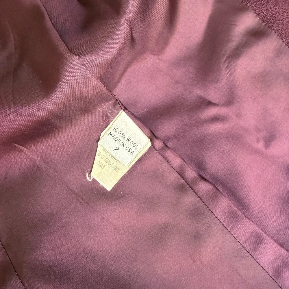 Bebe Two-Piece Suit Set Blazer & Skirt Womens 2 Burgundy Wool Single Breasted